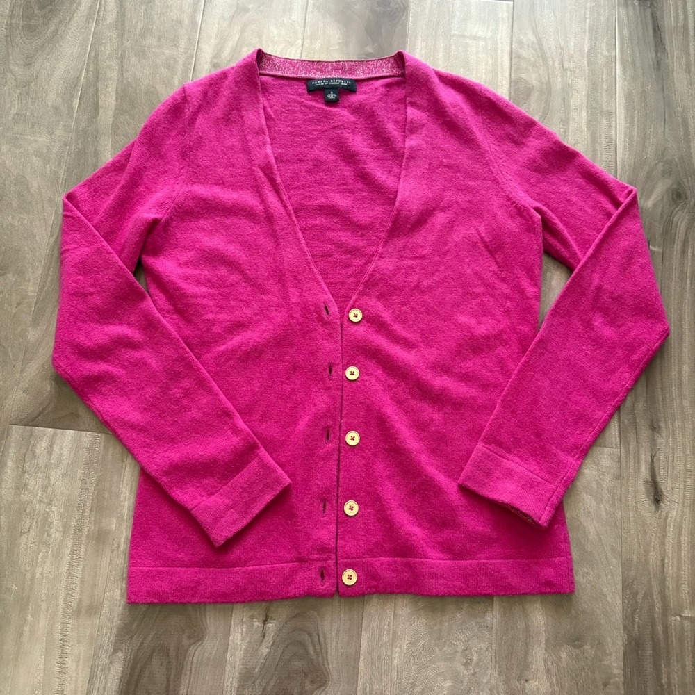 Banana Republic‎ Womens Pink Italian Yarn Wool Cashmere Cardigan Size Small